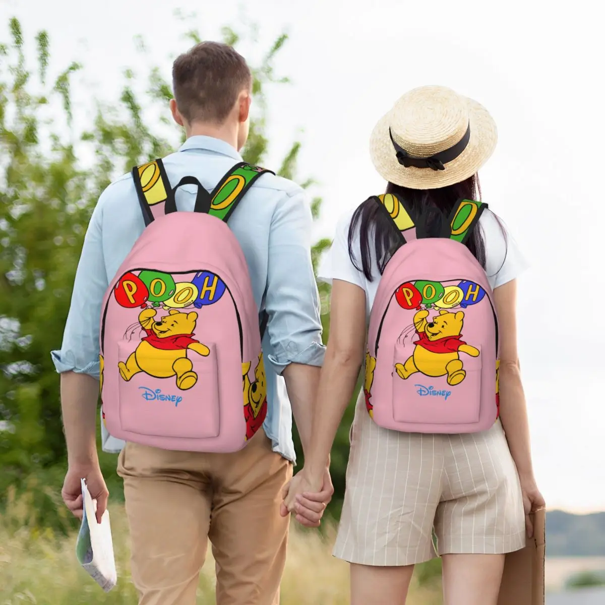 Disney Winnie The Pooh Bookbag para homens e mulheres, presente de volta à escola, Colorir Bookbag, Strurdy Schoolbag, alta qualidade, Clipe Parte