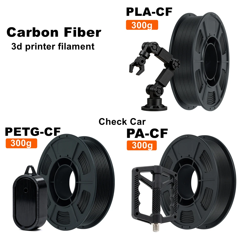 KINGROON Carbon Fiber PLA PETG Nylon Filament 1.75mm 0.3KG (NOT 1KG), High Strength PLA-CF PETG-CF PA-CF For 3D Printer, 300g