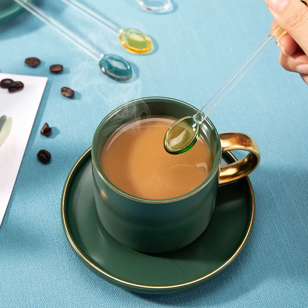 Kitchen Stirring Tool Heat-Resistant Glass Teaspoon Stirrer Coffee Scoop Scoop