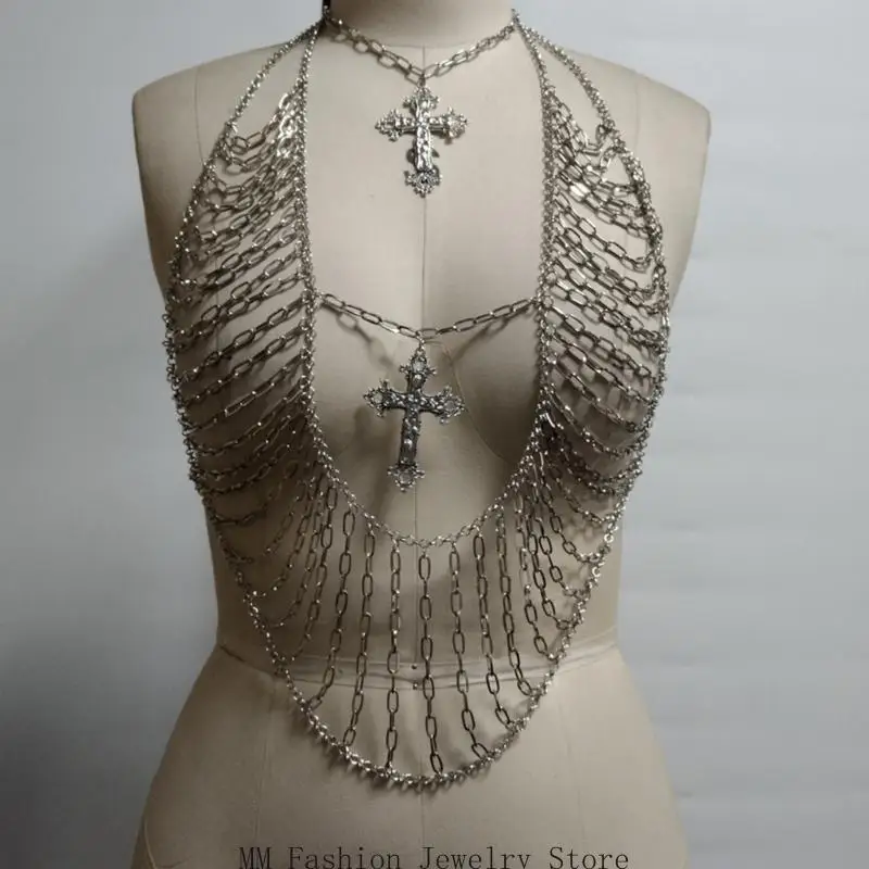 D0UB Crosses a sospensione Multi strato Copia della catena corporeta per feste e festival