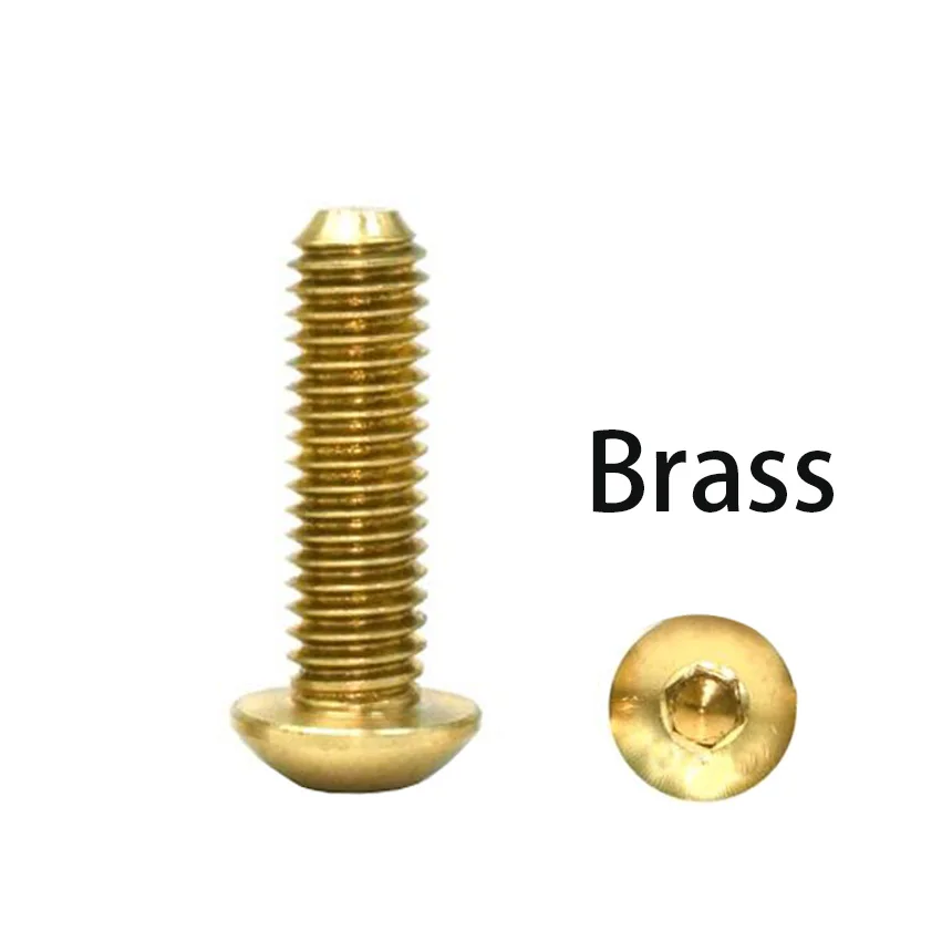 

M2 M2.5 M3 M4 M5 4/8/10/15/20/25/35mm ISO7380 Brass Inner Hex Hexagon Socket Button Head Screw Round Allen Key Head Screws Bolt