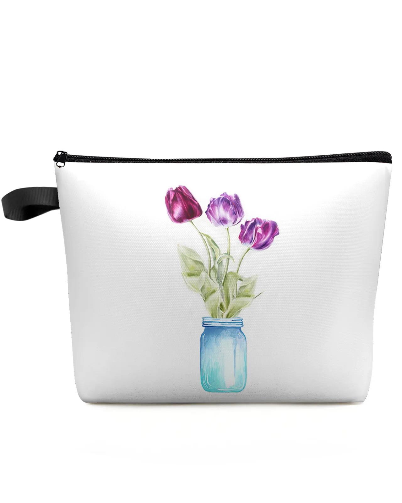 Tulips Flowers Vases Makeup Bag Pouch Travel Essentials Lady Women Cosmetic Bags Toilet Organizer Kids Storage Pencil Case