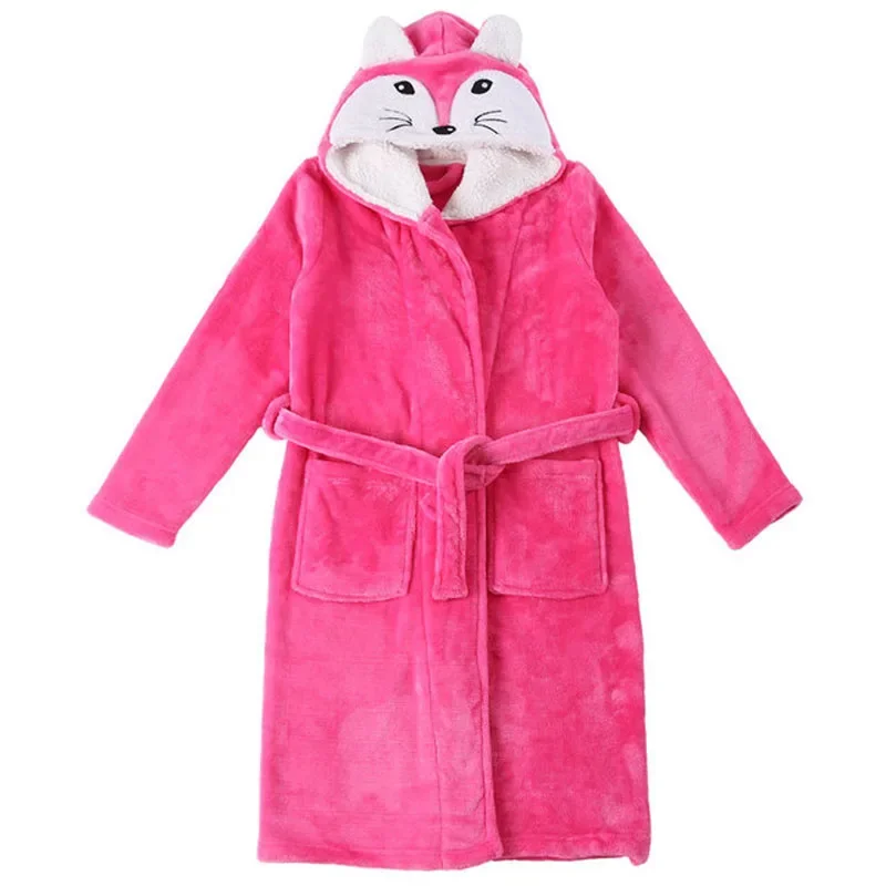 

Winter Gown Kids Animal Baby Boys Bathrobe Flannel Warm Dressing Children Bathgrowns Bathrobes Rabbit Hooded Bath Robe for Girls