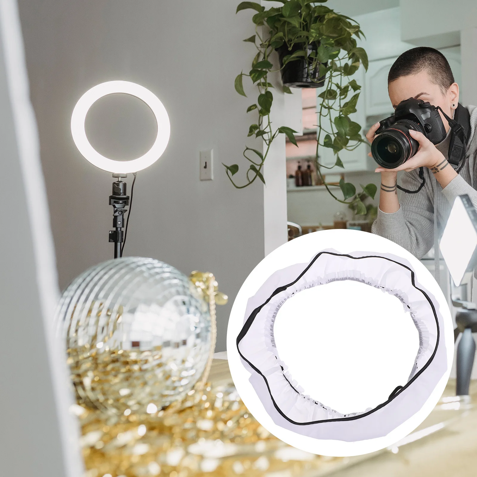

14 Inch Ring Light Diffuser Foldable Softbox Cover For 75W 600W Equivalent Photography Video Lighting High Transmission