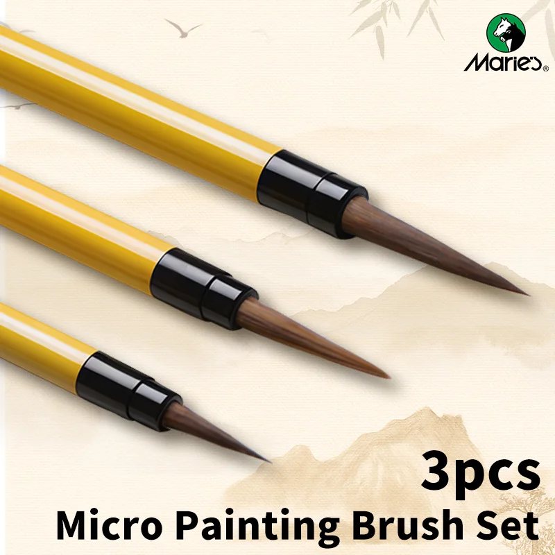 Marie's Micro Paint Brush,3pcs Miniature Model Paintbrushes Detail for Acrylic,Chinese Painting,Watercolor,Craft,Rock