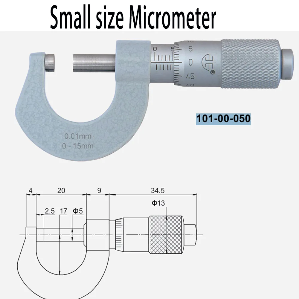 Small size Micrometer Outside diameter little dimensions measurement tiny Compact size easy to carry 0-15mm short mini DIYpocket