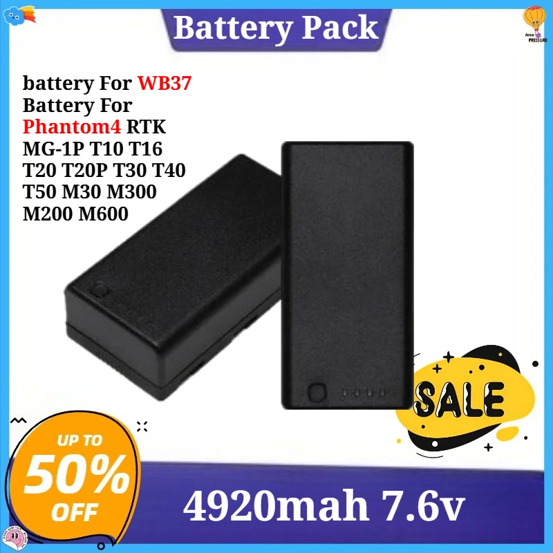 

4920mah 7.6v battery For WB37 Battery For Phantom4 RTK MG-1P T10 T16 T20 T20P T30 T40 T50 M30 M300 M200 M600 Controller Capacity