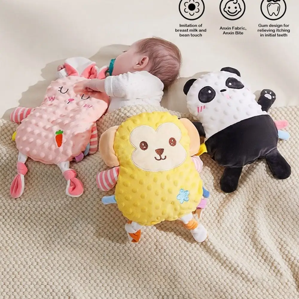 ตุ๊กตาผ้ากำมะหยี่รูปสัตว์น่ารัก พร้อมที่กัดสำหรับเด็กทารก ปลอดภัยสำหรับเด็กเล็ก