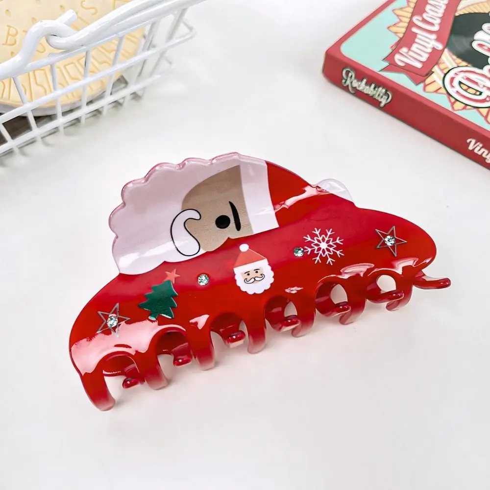 Cute Deer Christmas Elk Hair Claw PVC Cartoon Animal Santa Claus Shark Clip Geometric Hair Accessories Snowman Hair Clip Daily