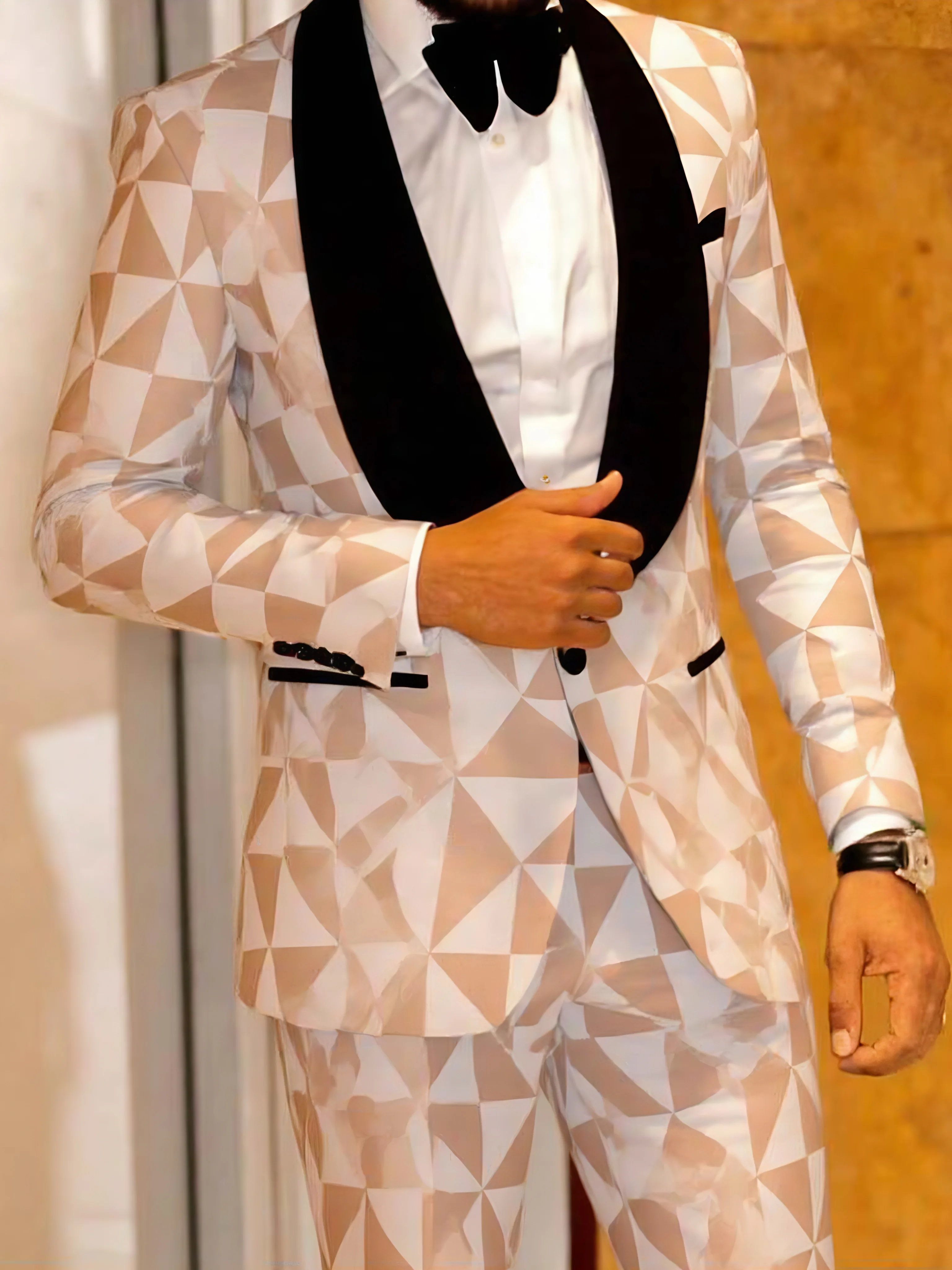 

Мужские костюмы Смокинг Костюм Slim Fit из двух предметов Роскошный вечерний пиджак Брюки
