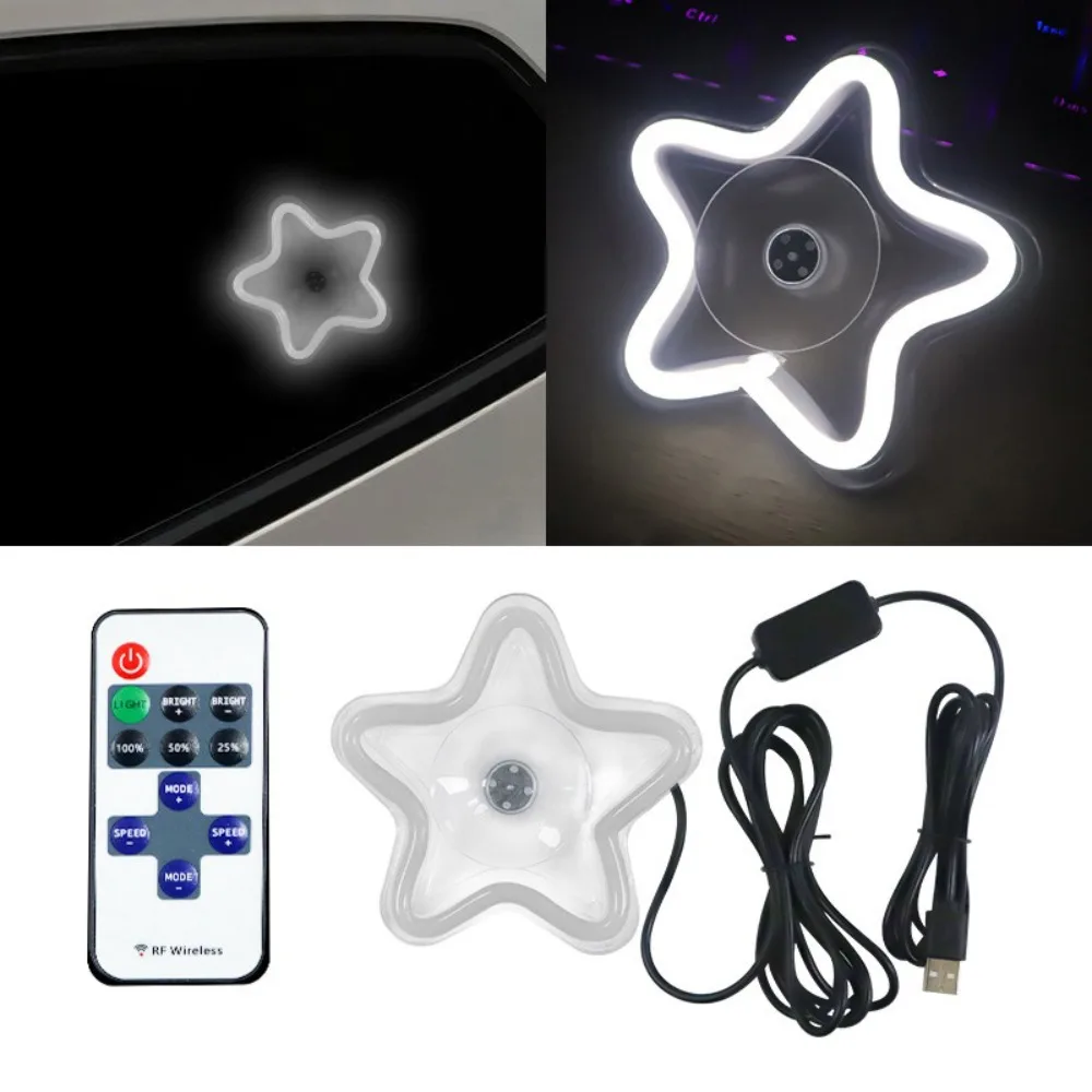 USB Powered Car Ambient Lights Multiple Modes Remote Control Neon Decorative Lights Auto Modification Star-Shaped Glittering
