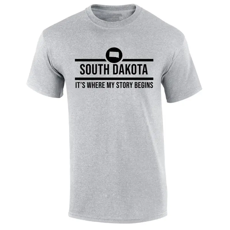 Мужская футболка South Dakota Южная Дакота Это де моя история начинается с коротким рукавом