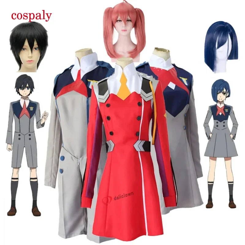 DARLING In The FRANXX Cosplay HIRO ICHIGO MIKU KOKORO Zero Two Cosplay School Uniform Costume Wig Anime Halloween Outfit Suit