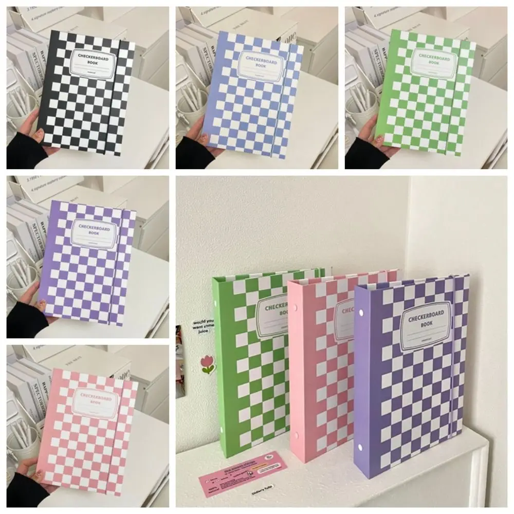 

Checkerboard A5 Kpop Idol Photocard Binder Book Jacket Loose-leaf Idol Photo Album 6-hole Hard Cover Photo Card Holder