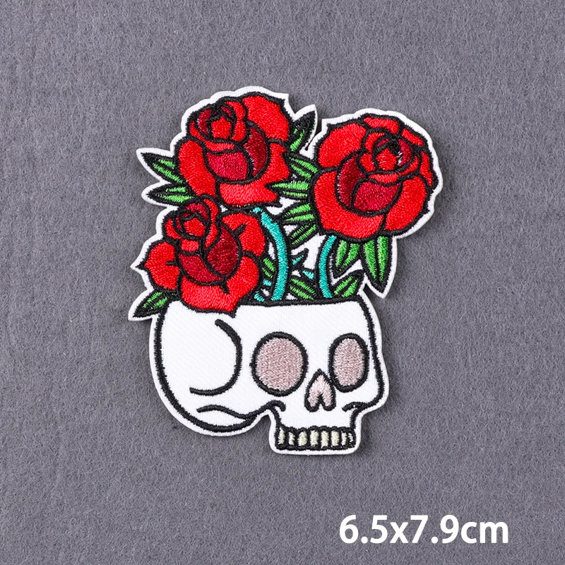 DIY Skeleton Clothes Badges Fusible Patches For Clothes Applique Embroidery Scream Punk Ironing Stickers Decoration On Backpack