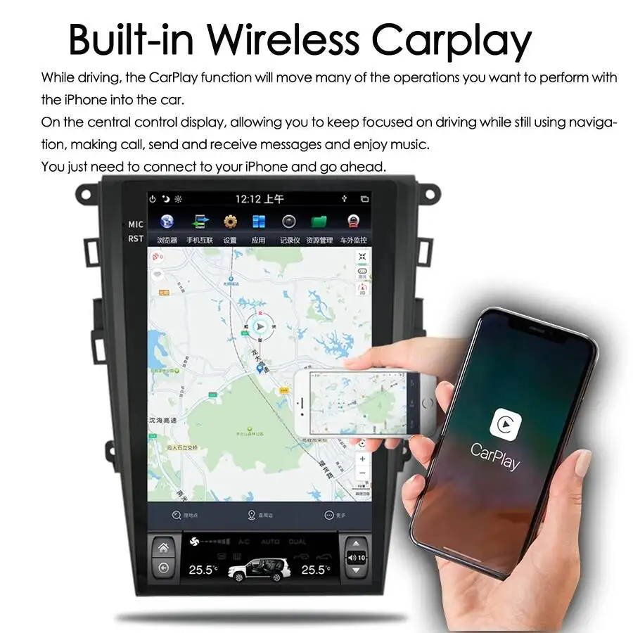 Android Screen Car Radio GPS Navigation For Ford Fusion Mondeo 2013 - 2019 12.1