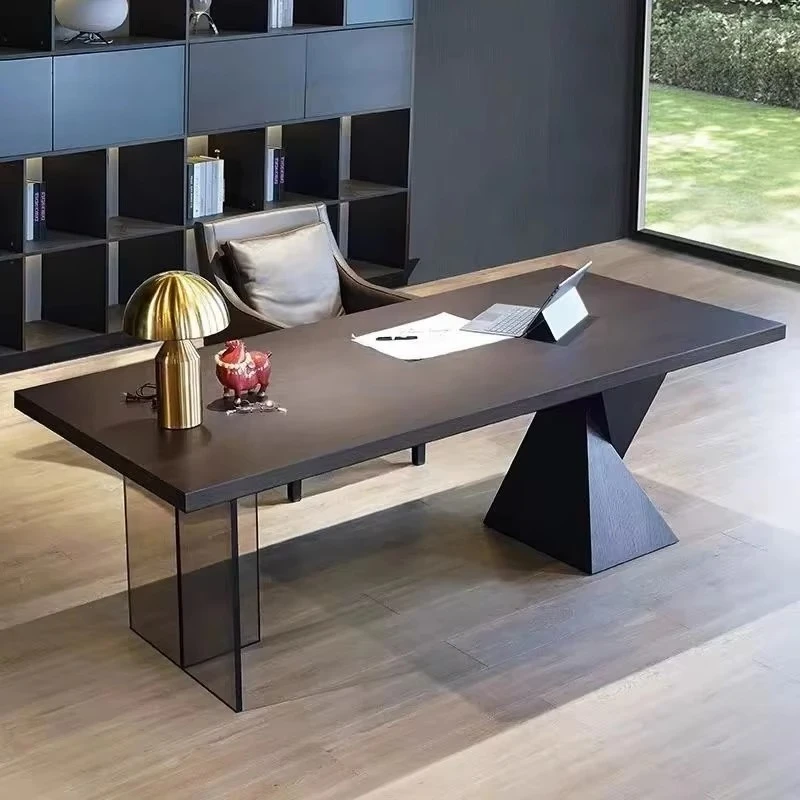 Wood Aesthetic Office Desk Organizer Designer Black Standing Computer Desk Specialty Commercial Mesa De Escritorio Furniture
