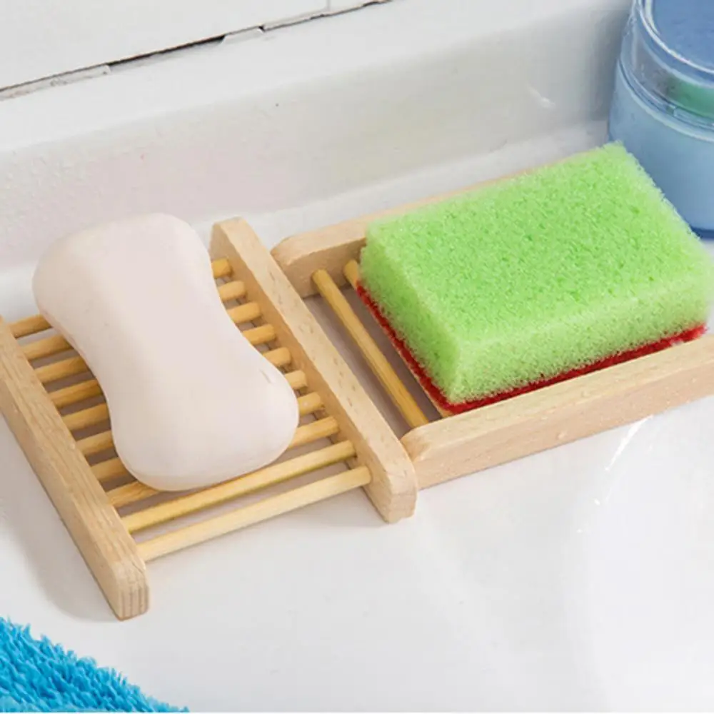 Bandeja de almacenamiento de esponja de jabón de madera Natural, soporte de drenaje, organizador de cocina de baño, platos de jabón portátiles, gran oferta