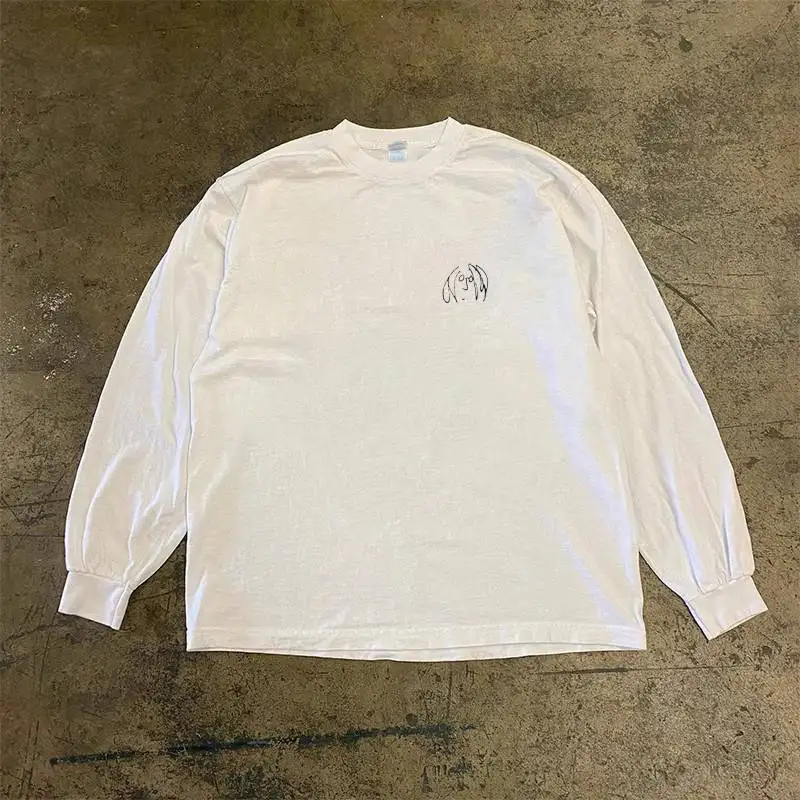 Long Sleeve 310 Pure Cotton Men's T-Shirt Upward Hero Non-Light American Style Couple's T-Shirt Youth Loose Fit Printed Tee