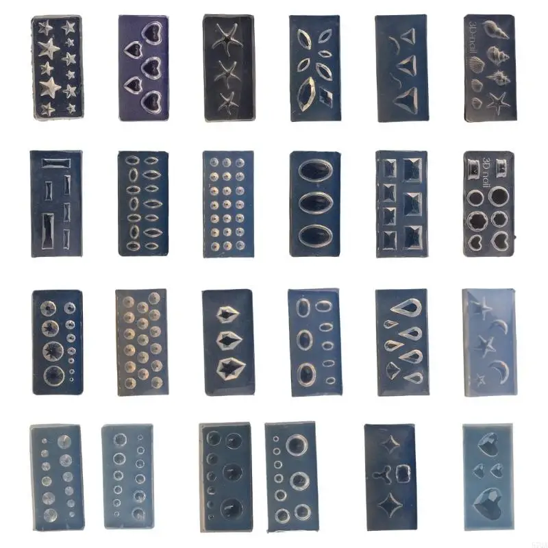 

57QA 22 Pack Silicone Nail Art Molds Set Nail Art Silicone Molds Resin Leaves Moulds Flowers Animals Small Crafting Molds