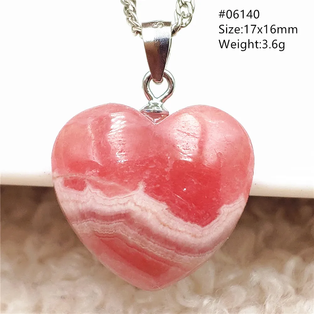 

Natural Red Rhodochrosite Heart Love Pendant Rose Rhodochrosite Women Gemstone Jewelry 925 Sterling Silver AAAAA