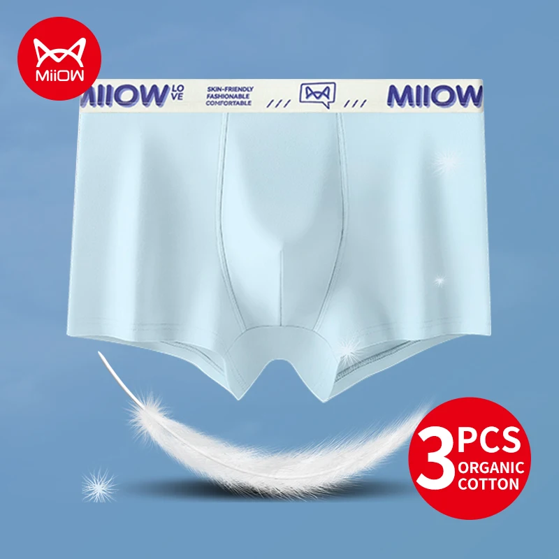 

MiiOW 3Pcs Cotton Men Underwear Boxershorts 10A Antibacterial Breathable Crotch Mens Panties Silky Softness Man Underpants Boxer