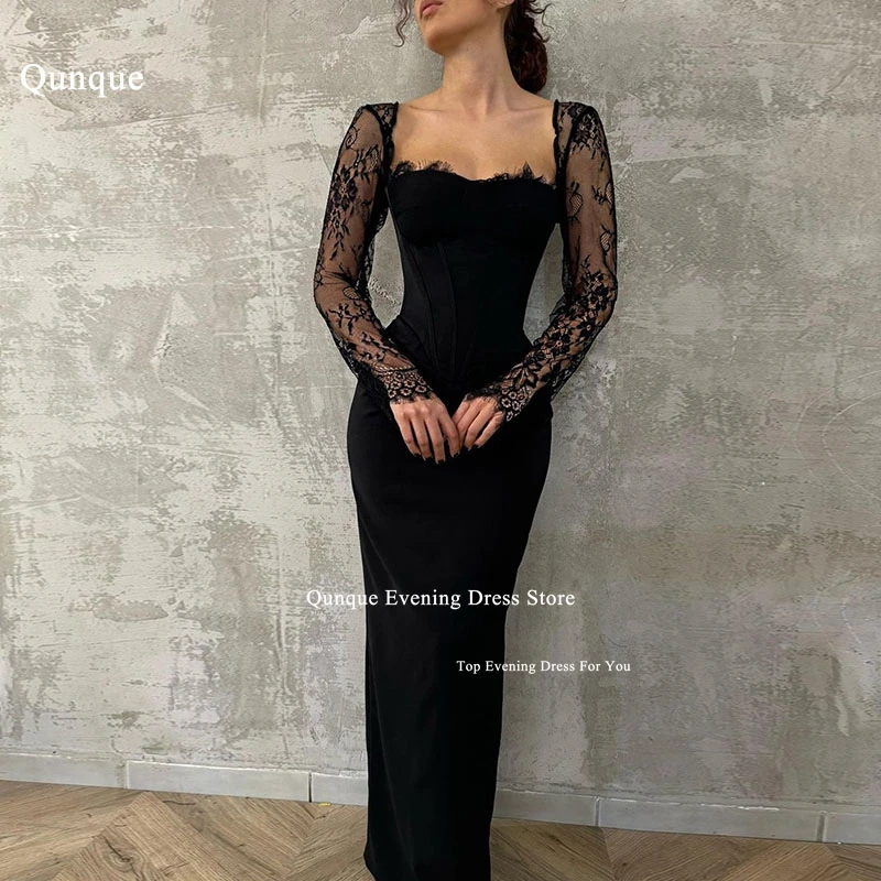 Qunque Luxury Satin Party Dress Vestidos De Festa Straight Elegant Lace Formal Saudi Evening Gala Dress For Women Customized