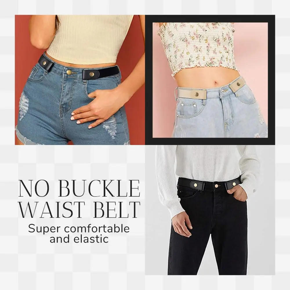 Invisible Buckle-Free Elastic Waist Belts No Buckle Stretch Belt for Women Comfortable Invisible Buckleless Belts