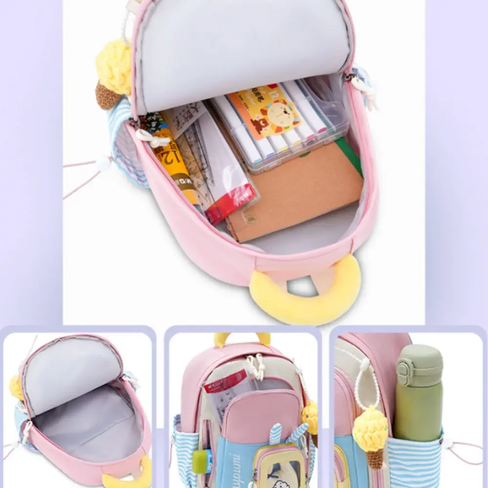 Lightweight Fabric Kids Backpack Soft Material Layered Storage Space Preschool Shoulder Bag Easy To Wipe Clean
