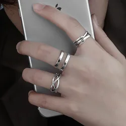 Ins Fashion Charm Ring for Men Women Silver Color Opening Rings Luxury Classic rings Adjustable Rock Ring Aesthetic Jewelry Gift