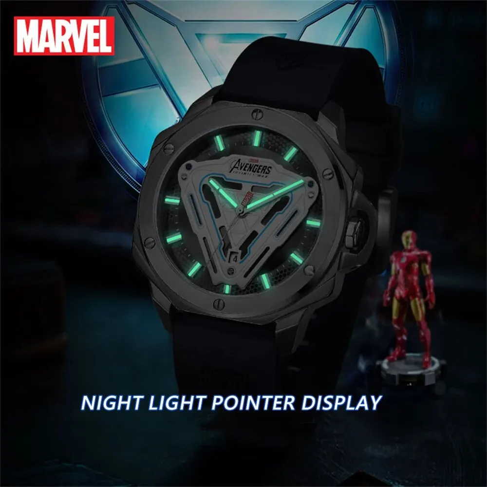 Disney Marvel Watches Iron Men Quartz Casual Wristwatches Energy Reactor Coated Glass 50M Waterproof Clcok Gift