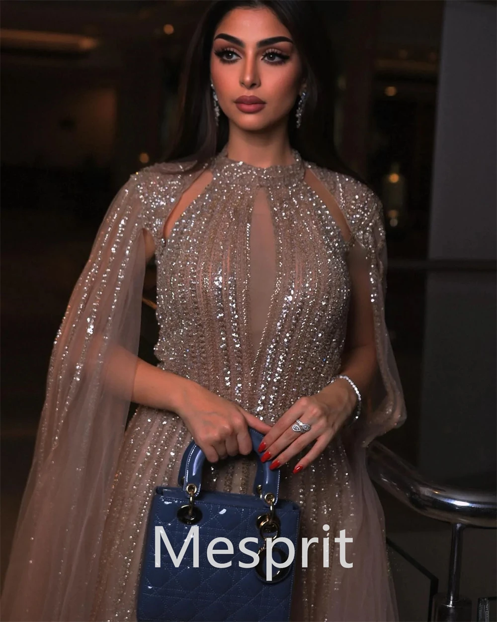 Customized Jiayigong High Quality Exquisite Mesprit Fashion Jewel A-line Evening es Paillette Organza Stole Floor Length Custo