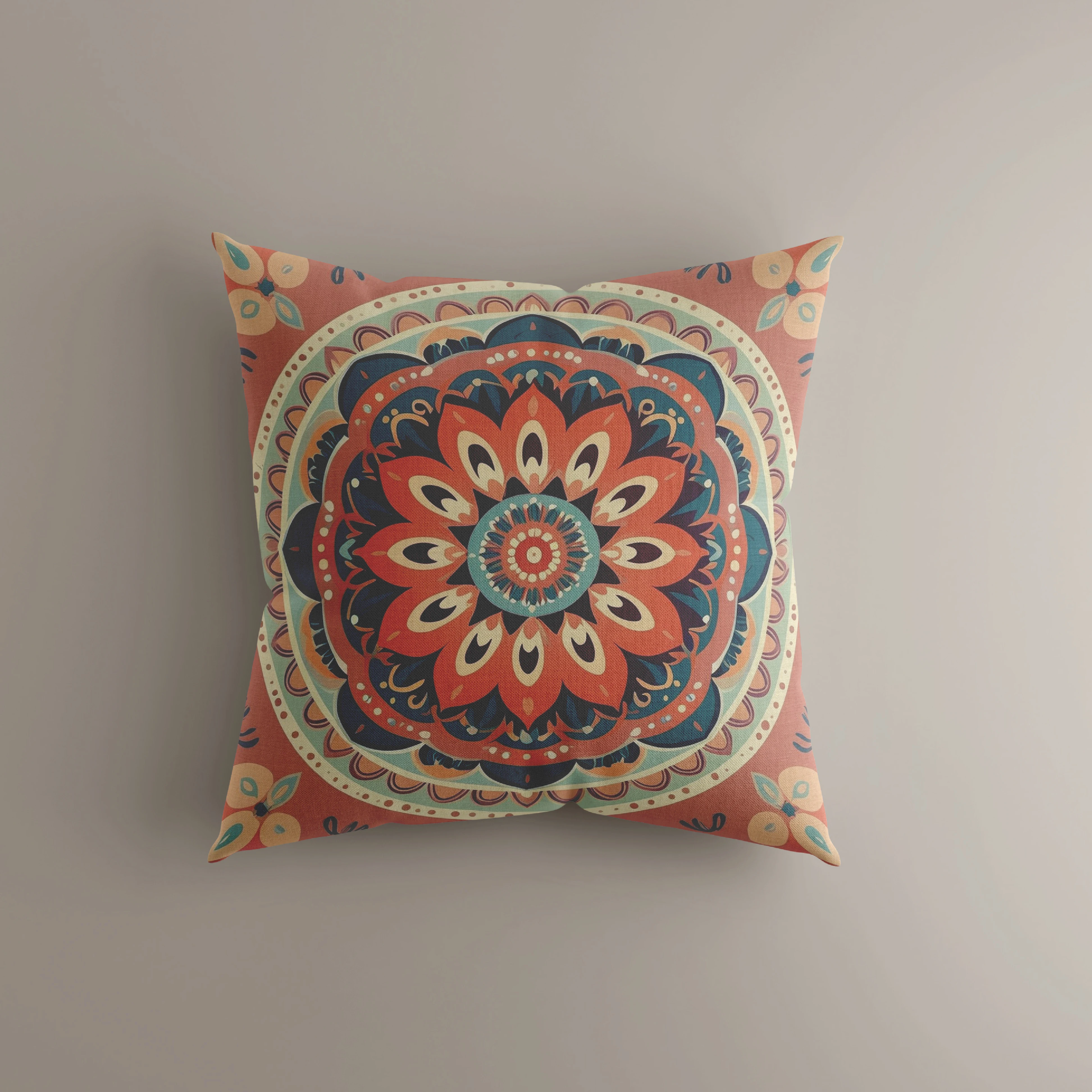 

VIKAMA Bohemian Square Cushion With Ethnic Vintage Style | Lumbar & Backrest Pillow For Bedroom, Living Room & Hotel Sofa