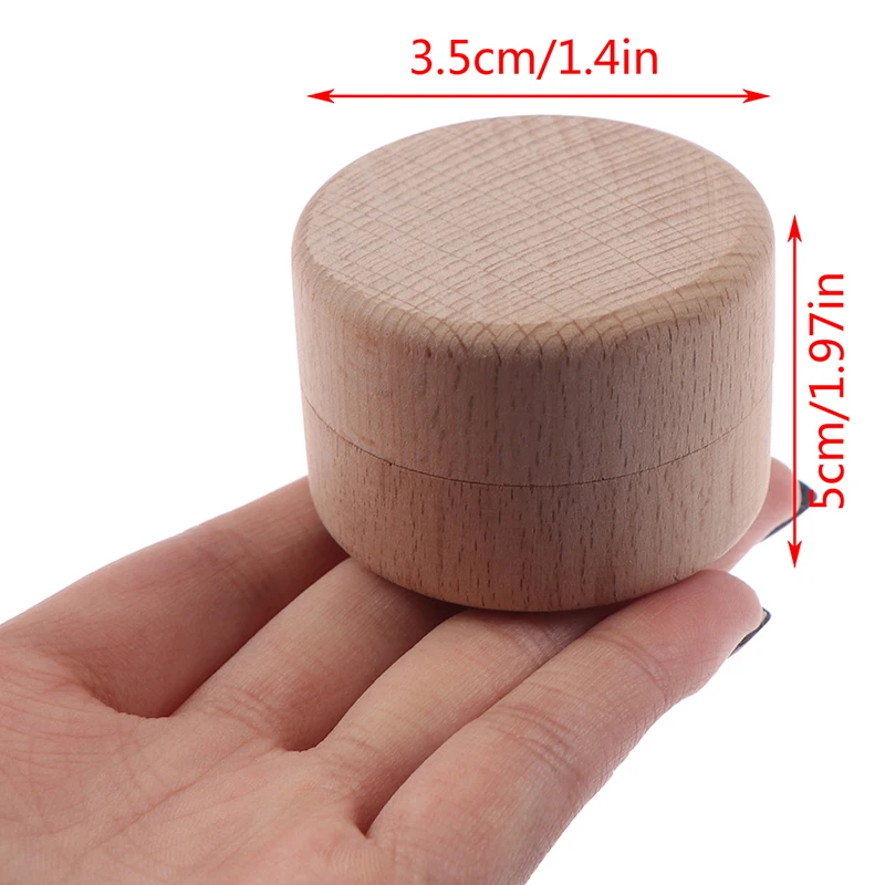 1pcs Wedding Small Round Wooden Ring Box Jewelry Trinket Storage Container Holder Custom Rings Bearer Blank DIY