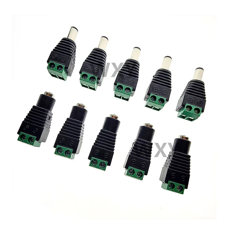 5Pairs DC 12V Male Female Connectors 2.1*5.5mm Power Plug Adapter Jacks Sockets Connector for Signal Color LED Strip CCTV Camera