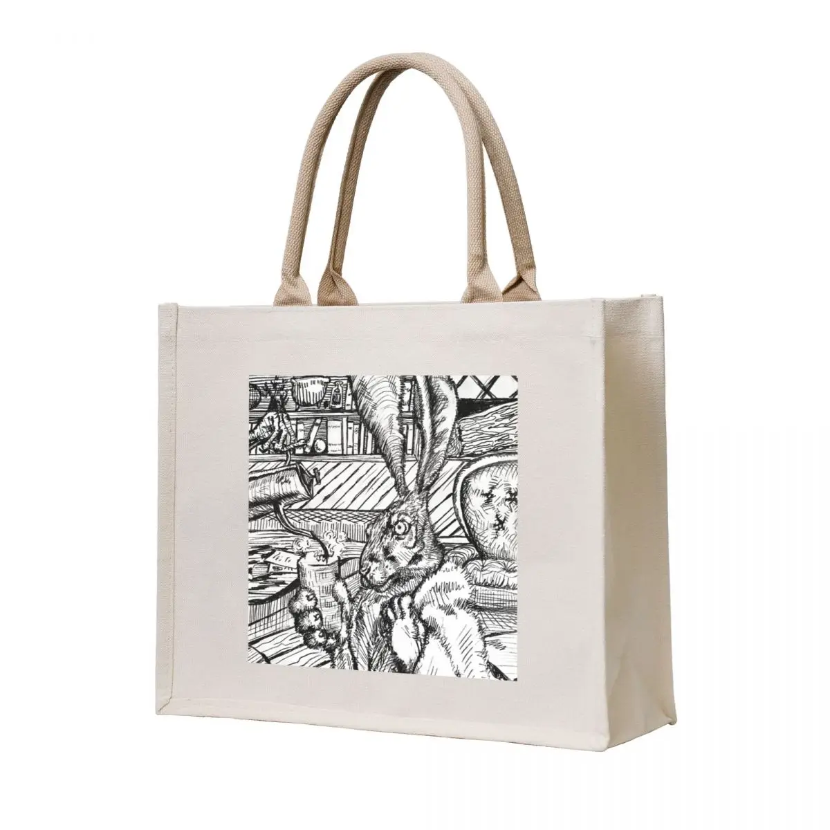

A Hare and the Coffee Tote Bag Women's shopping bag cute pouch bag canvas tote bags Canvas for women