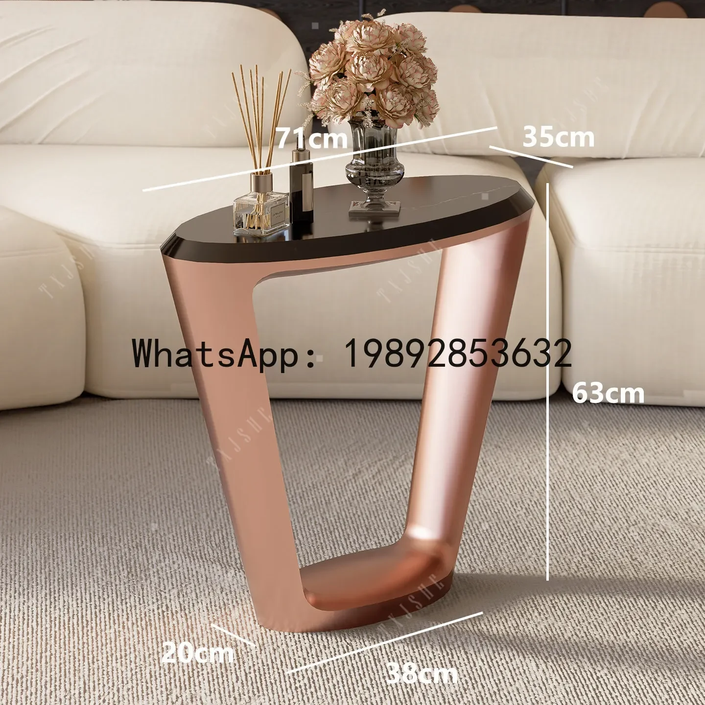 H5.15  semicircle side table - small end table for living room, sofa side, artistic home accent table