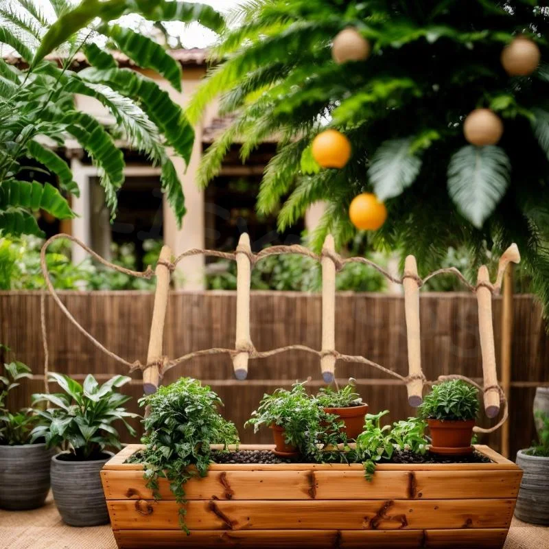 Hanging Ladder Doll House Toy in Miniature, 1Pcs Wooden Hemp Rope Pet and Gardening Scene Model Accessory