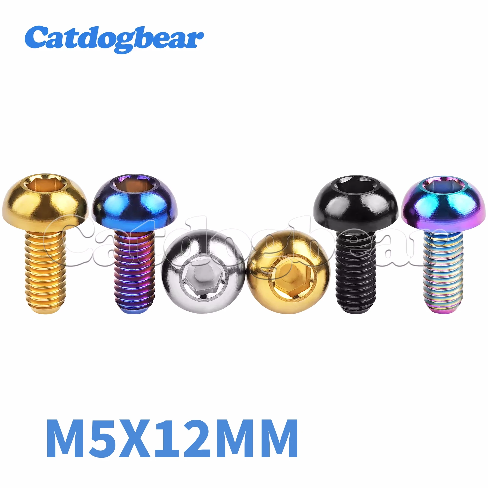 Catdogbear 4PCS Titanium Bolts M5x12mm Hexagon Socket Bolts Dome Head Bicycle Bottle Cage Screws