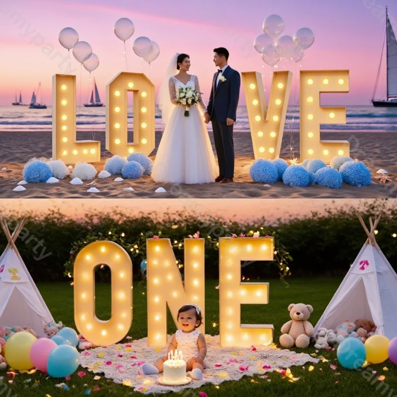 

73-120 см светящаяся коробка для наполнителя с буквами, рамка для детей и взрослых, дней рождения, вечеринки, юбилеи, свадьбы, детские душы, товары для декора