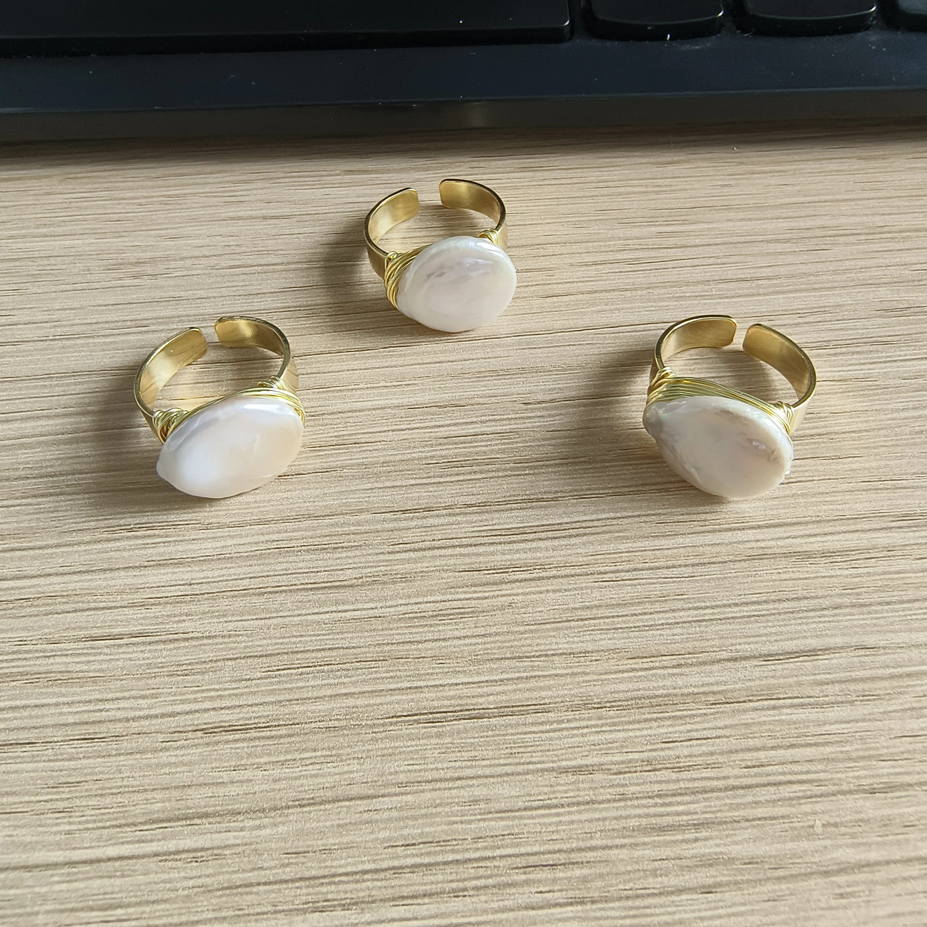 

WT-R340 Новый дизайн, оптовая продажа, 5 шт., кольцо с жемчугом, завернутое из натуральной проволоки, звезда, круглая капля, ювелирные изделия произвольной формы