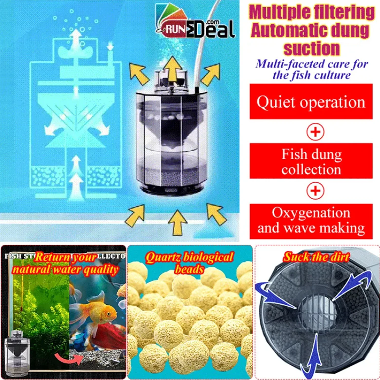 Fish Stool Suction Collector Fish Tank Filter Aquarium Tank Fully Automatic Fish Dung Suction Separator