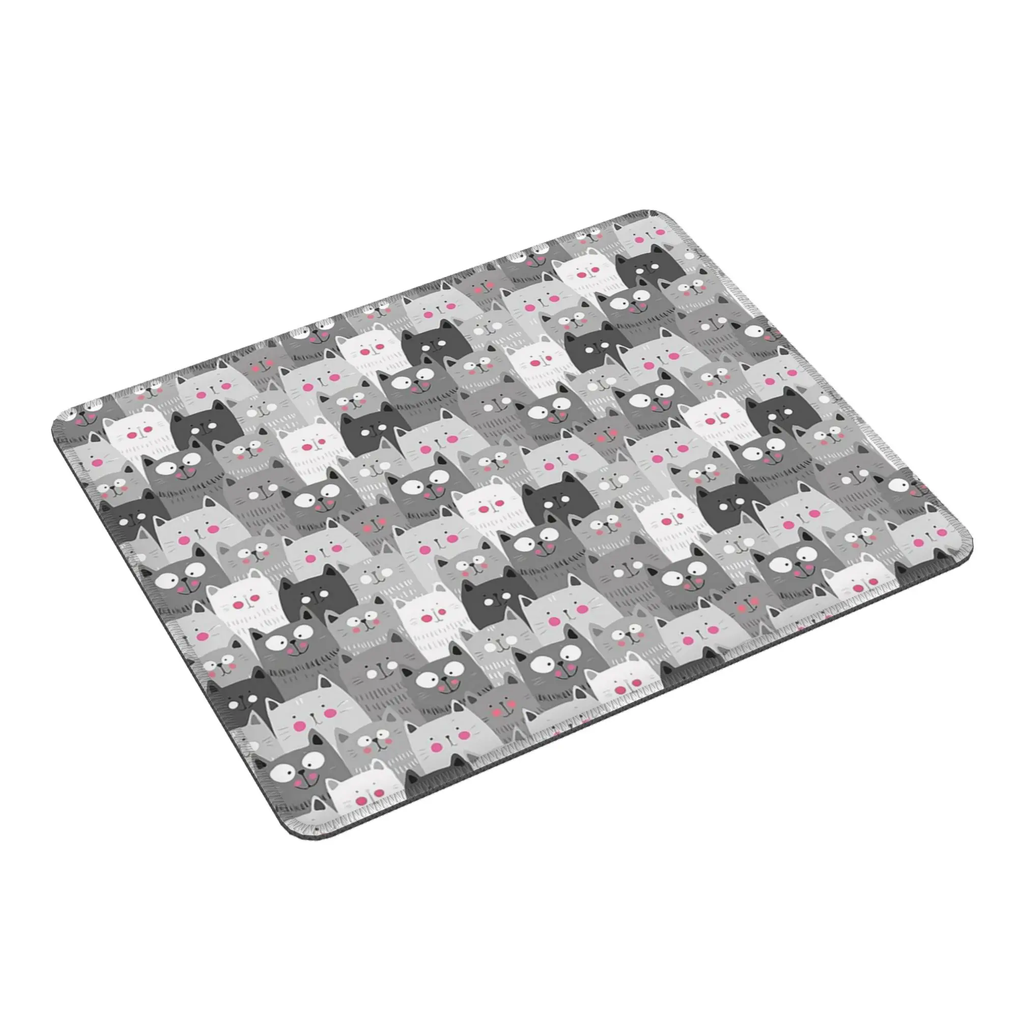 Adorable Grey Kawaii Cat Pattern Mouse Pad Computer Keyboard Mouse Mat Gamer PC Laptop Desk Mat Office Accessories Table Mats