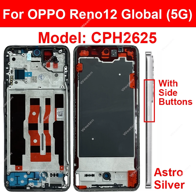 For OPPO Reno 12 Pro Reno12 5G Middle Frame Housing LCD Front Housing Middle Frame Holder Cover Replacement Parts