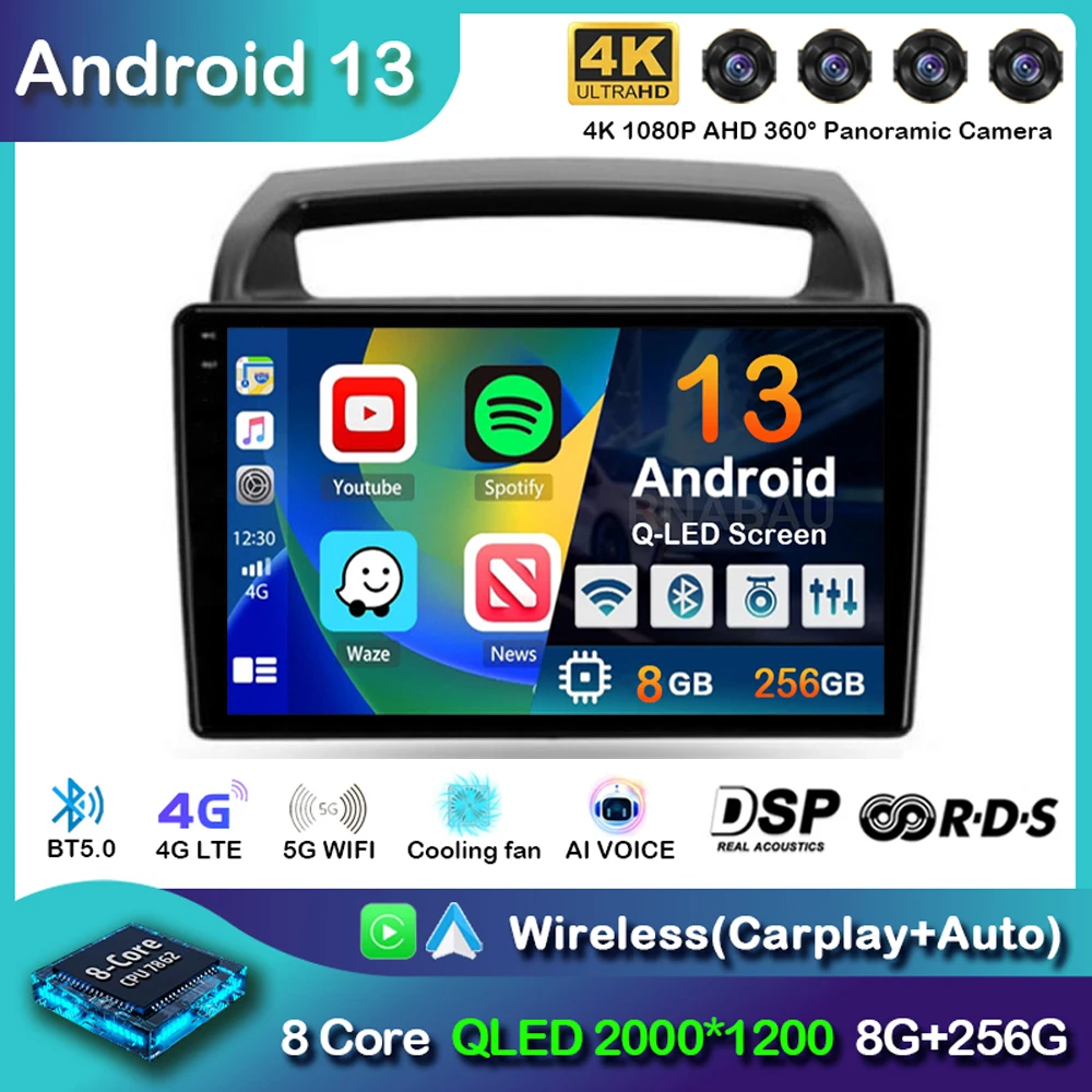 

Android 13 CarPlay Auto Car Radio For KIA Carnival VQ 2006-2014 Autoradio Multimedia Video Player Navigation GPS Stereo WIFI+4G