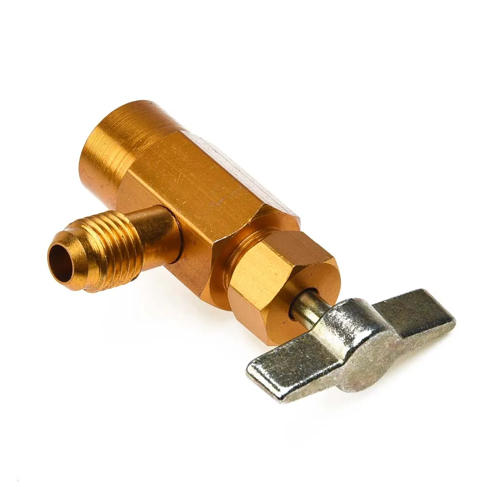 R134a AC DV134 Brass CAN TAP Opener Valve with 12 Adapter Connects to Manifold Pressure Gauges and Automatic AC Hoses
