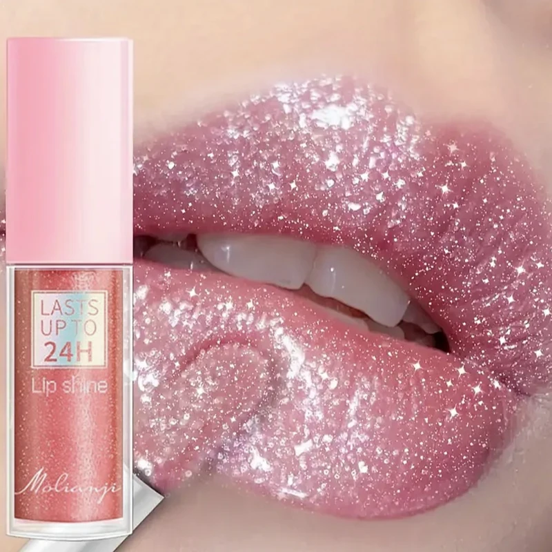3 Colors Flowing Light Glitter Lip Gloss Moisturizing Diamond Shimmer Lip Glaze Sparkling Glitter Liquid Lipstick Pearl Lip Tint
