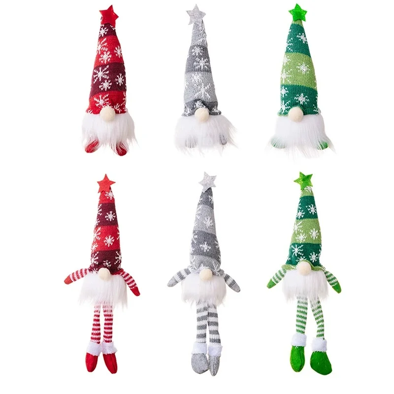 

Christmas Faceless Doll Gnome Ornaments LED Light Plush Knitting Crafts Tree Pendant Christmas Decorations for Home Kids Gift