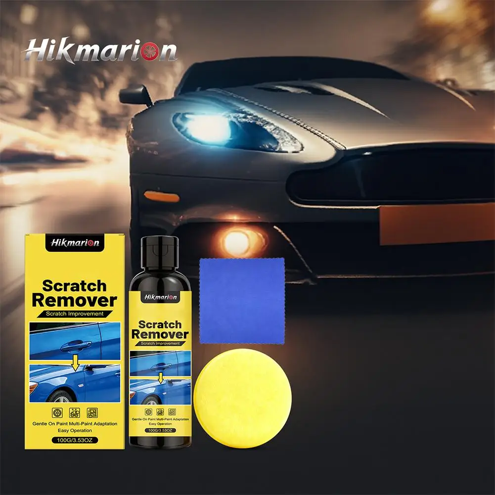 100g Car Scratch Remover Kit Professional Paint Repair Compound with Sponge Cloth for Light Scratches Oxidation Stains