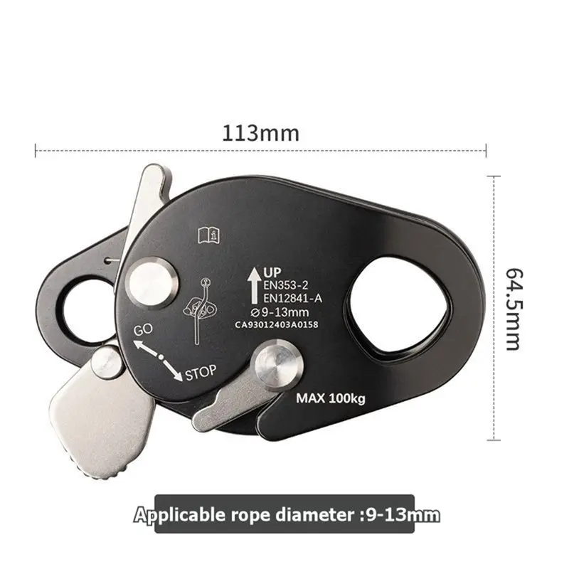 ABHS-Mobile Rope Grab Self-Locking Device Height Fall Protection Fall Arrester Climbing Stop Descender For 9-13Mm Rope - view 6